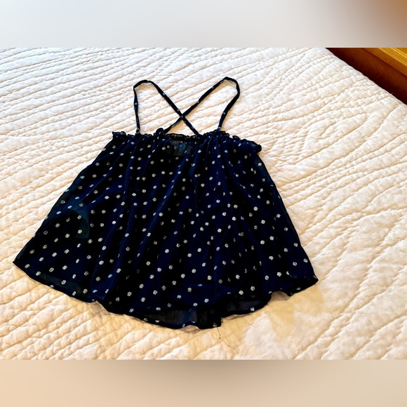 Abercrombie & Fitch Babydoll Cami Style Top Navy and Silver Polka Dot Large NWT - Picture 13 of 13